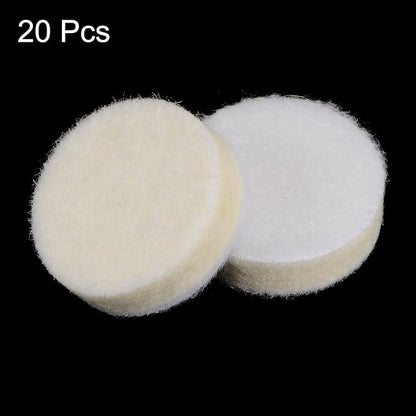 HARFINGTON 20pcs Wool Felt Polishing Pads, 1 Inch Buffing Wheel Polish Pad Flocking Hook & Loop Back for Car Glass Plastic Metal Stone