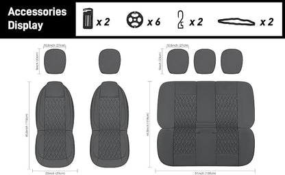 CAROMOP Faux Leather Car Seat Covers Full Set,Luxury and Comfortable Covers for Cars,Split Bench Compatible Car Interior Covers,Universal Fit for Suvs,Vans,Trucks,Airbag Compatible(5-Seat Grey)