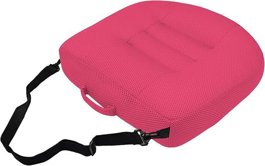 Car Booster Bandage Seat Cushion for Short Adults Thick Breathable Mesh Height Adjustable for Driving, Office & Home Use Universal Fit for Cars, Trucks & Wheelchairs 15.7"x15.7"x4.7"-Pink