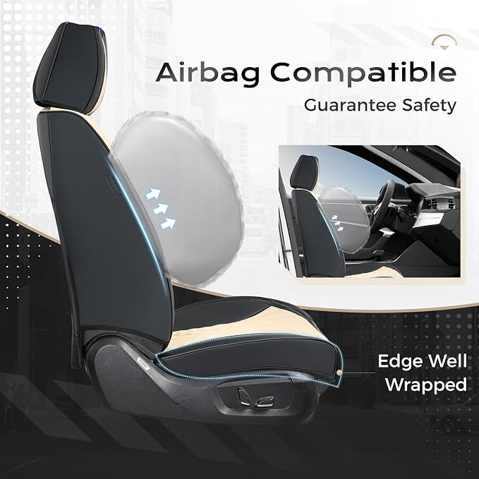 Coverado Car Seat Covers, Car Seat Covers Front Seats, 2-Pack Front Seat Cover, Nappa Leather Waterproof Seat Covers, Car Seat Protectors, Automotive Seat Covers Universal Fit for Most Vehicles