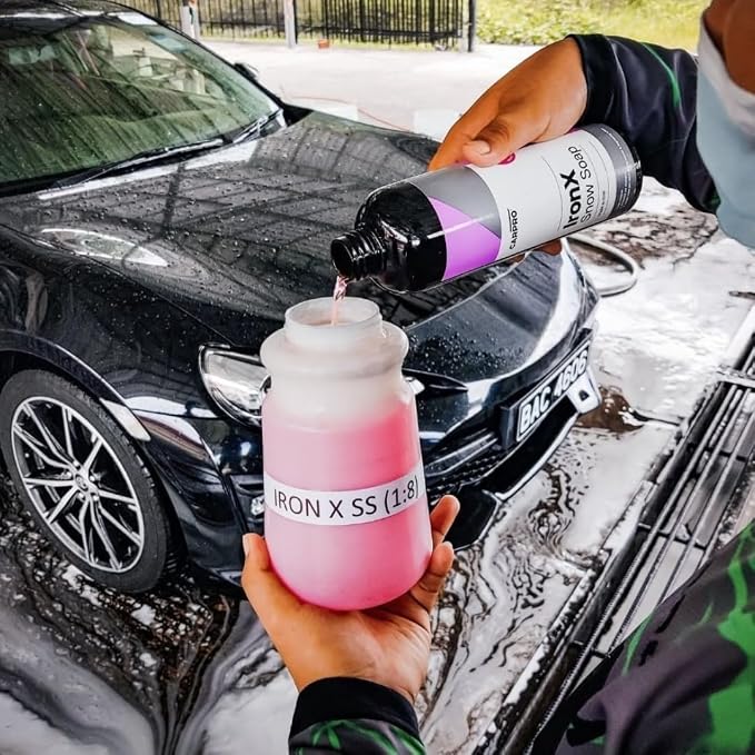 CARPRO IronX Snow Soap - Car Wash Pre-Wash Cleaner and Degreaser on Paint, Glass, Wheels, Headlights, Plastic Trim - Remove Old Wax & Brake Dust - Liter (34 oz)