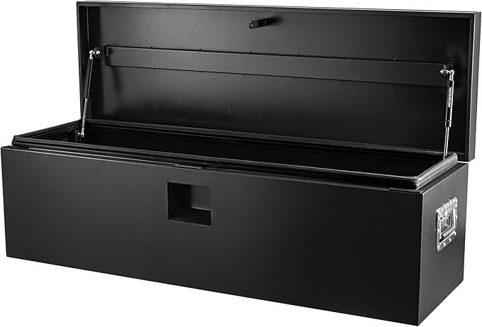 IDEALHOUSE Truck Bed Tool Box and Trailer Tongue Box - 30" Black Steel Storage Chest for Pickup Trucks, RVs, Trailers, Vans, 48"x 15"x 15"