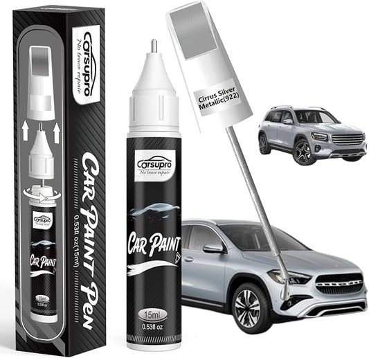 Cirrus Silver Metallic(922) for Mercedes Benz Touch Up Paint Pen, 2 in 1 Car Scratch Remover with Pen Tip and Brush, Precise Color Match for Car Paint Scratch Repair, Quickly and Easily Fix Chips and Nicks