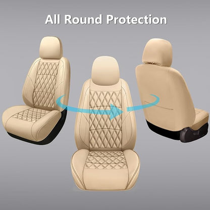 NS YOLO Leather Car Seat Covers,Universal Fit for Most Cars,SUVs and Sedans,Waterproof Luxury Leatherette Cushions, 2 Seats Protectors (Beige, Front Pair-2 Seats(Driver and Passenger))