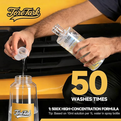 toretark Car Wash Soap - High Foam, pH-Balanced & Concentrated Car Shampoo, Works with Foam Gun, Cannon & Bucket, Safely Deep Cleans Sediment, Dust and Oil Stains - 500ml (17 fl oz)