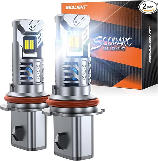 SEALIGHT 9007/HB5 Fog Bulb, 40,000LM Super Brighter,6500K Cool White 9007/HB5 Bulbs or Fog,3 Min Plug and Play Lights Combo, Headlight Eyebrows, Pack of 2