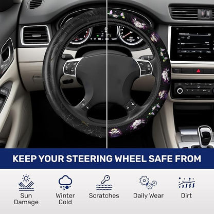 GENANY Dark Queen Steering Wheel Cover, Non Slip Polyester Car Wheel Protector for Car SUV Truck, Universal 15 Inch
