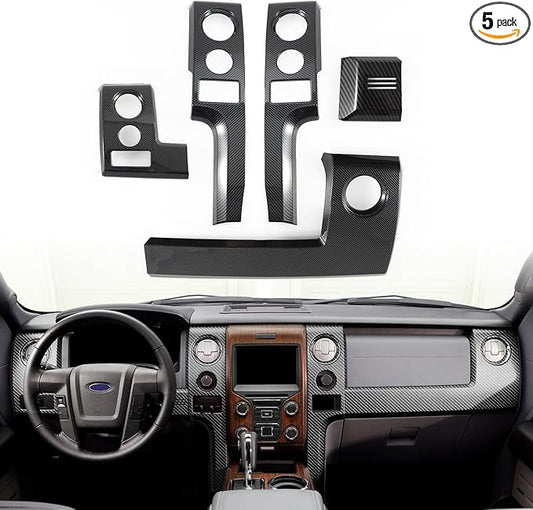 GearUp Dashboard Console Cover Trim Compatible with Ford F150 2009-2014 Dashboard Panel Cover Trim & Headlight Switch Bezel Cover Trim