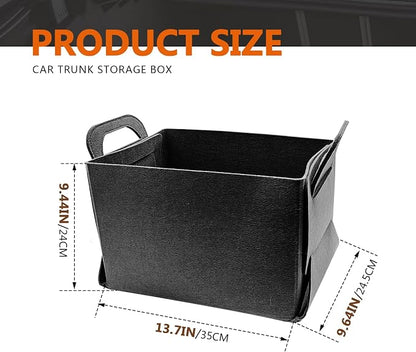 Felt Car Trunk Organizer, Foldable Vehicle Storage Box, Large Capacity Multi-Purpose Automotive Interior Accessories for Cars, SUV, Sedan, Truck (Dark Grey)