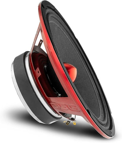 DS18 PRO-X10BM Loudspeaker - 10", Midrange, Red Aluminum Bullet, 600W Max, 300W RMS, 8 Ohms - Premium Quality Audio Door Speakers for Car or Truck Stereo Sound System (1 Speaker)