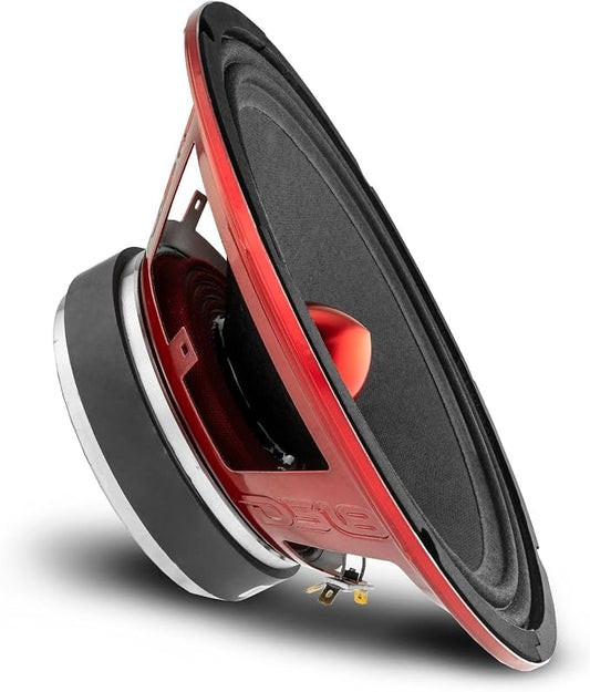DS18 PRO-X10BM Loudspeaker - 10", Midrange, Red Aluminum Bullet, 600W Max, 300W RMS, 8 Ohms - Premium Quality Audio Door Speakers for Car or Truck Stereo Sound System (1 Speaker)