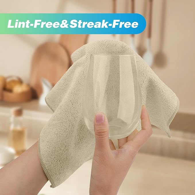 HOMEXCEL Brown Microfiber Cleaning Cloth, 24 Pack Absorbent Cleaning Rags, Lint-Free, Streak-Free Cleaning Towels for Car Kitchen House, 12"X11"