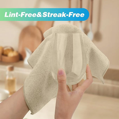 HOMEXCEL Brown Microfiber Cleaning Cloth, 24 Pack Absorbent Cleaning Rags, Lint-Free, Streak-Free Cleaning Towels for Car Kitchen House, 12"X11"