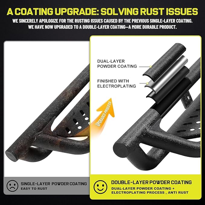 BINARY STAR Running Boards Compatible with 2019-2026 Chevy Silverado/GMC Sierra 1500 Crew Cab, 20-26 Silverado/Sierra 2500HD 3500HD Crew Cab, 4-Steps Design Running Boards, Carbon Steel Side Step