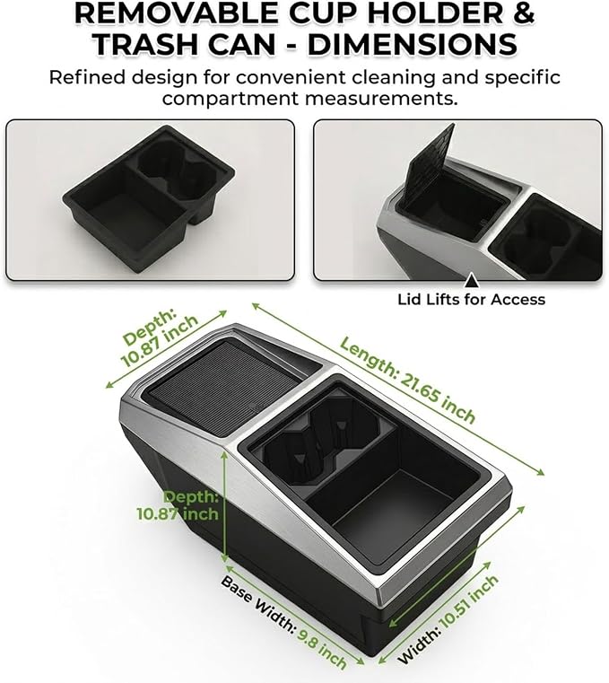 Floor Center Console Organizer for Tesla Cybertruck 2024-2026, Cybertruck Accessories Interior Storage Box, Double Layer Tray Insert, Anti-Slip TPE Console Organizer