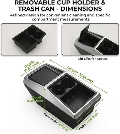 Floor Center Console Organizer for Tesla Cybertruck 2024-2026, Cybertruck Accessories Interior Storage Box, Double Layer Tray Insert, Anti-Slip TPE Console Organizer