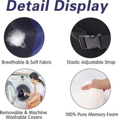 SPRFUFLY Exclusive U-Shaped Car Headrest Pillow, Car Pillow for Driving Seat, Space Memory Foam & Removable Cover, Extreme Comfort Travel Car Pillow(Blue, 1P)