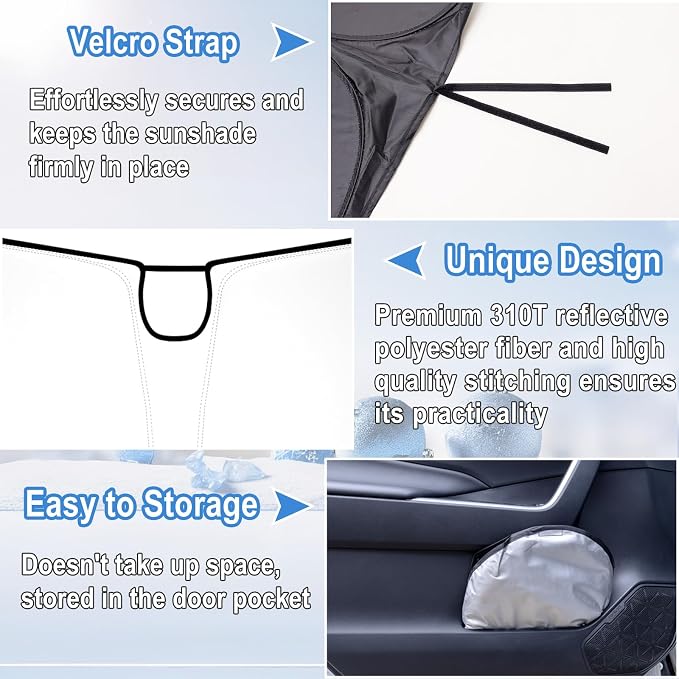 Windshield Sun Shade for 2023-2026 Chevy Silverado/GMC Sierra 1500, 2024-2026 Silverado/Sierra 2500HD 3500HD & 2022 Refreshed Model, Fully Covered Foldable Front Sun Shade, Blocks UV Rays and Heat