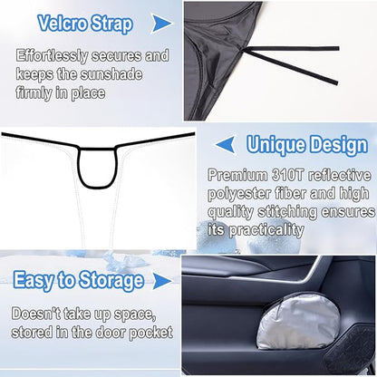 Windshield Sun Shade for 2023-2026 Chevy Silverado/GMC Sierra 1500, 2024-2026 Silverado/Sierra 2500HD 3500HD & 2022 Refreshed Model, Fully Covered Foldable Front Sun Shade, Blocks UV Rays and Heat