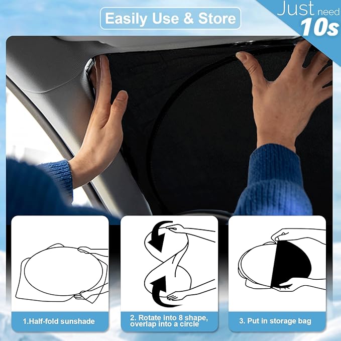 Custom Fit Sunshade for Elantra Windshield Sun Shade for 2021-2024 2025 2026 Hyundai Elantra Accessories Heat Insulation and Cooling Front Window Cover for Windshield for Elantra Interior Protection