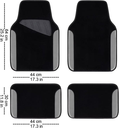 CAR PASS 3D Air Mesh Car Seat Covers Full Sets w/5mm Sponge, 4Pcs Waterproof Car Floor Mats, Steering Wheel Cover Universal Fit for SUV Sedan Truck, Airbag Compatible Automotive Interior(Black Gray)