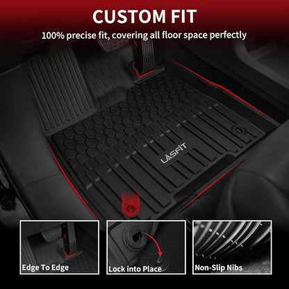 LASFIT Floor Mats&Trunk Mats for Toyota Sienna 7 Seats 2021-2025 2026 (not fit 25 26 Platinum) All Weather TPE Custom Fit Floor Liner for Sienna XLE/XSE/Limited/Edition 7 Passenger