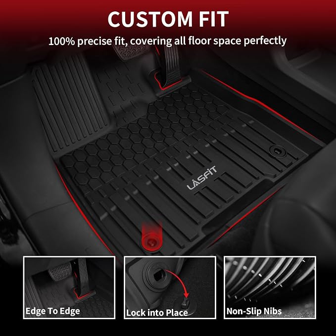 LASFIT Floor Mats & Cargo Liner for Toyota Sienna 8 Seats 2021-2025 2026 All Weather TPE Custom Fit Floor Liner for Sienna LE/XLE Front and Rear Car Mat & Trunk Mat, Black
