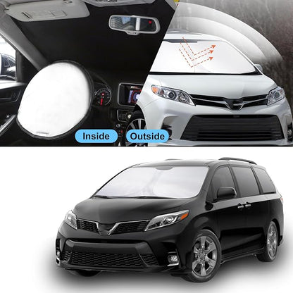 TINGLU Sun Shade for Toyota Sienna 2011-2020 Accessories Windshield Sun Shade Window Shade UV Rays Protection Sun Visor Cover with Steering Wheel Sunshade Storage Bag