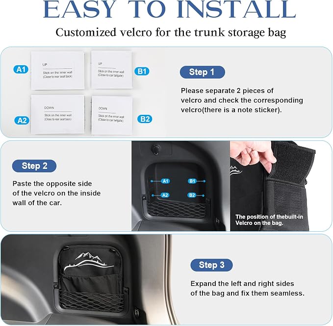 Trunk Organizer Multifunction Backpack, Upgrade Design Trunk Cubby Storage bag, Cargo Side Pocket Backseat Organizer For Toyota RAV4 accessories 2019-2025, Shopping, Camping Black, 1 pc