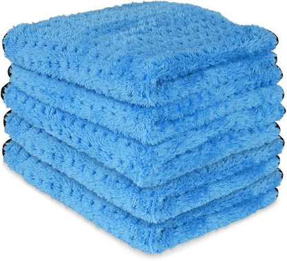 Liquid X Blue Xtreme Plush Waffle Weave Microfiber Detailing Towel Guaranteed Satisfaction - 16" x 16" (5 Pack)
