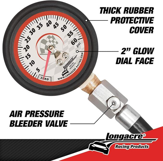 Longacre 52-52004 0-60 PSI Tire Pressure Gauge, 2 Inch