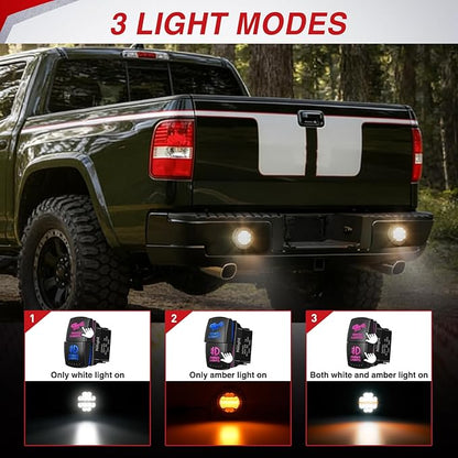 Nilight Flush Mount LED Light Pods 2PCS 5 Inch 36W Amber White 3 Lighting Modes Fog Lights Spot Flood Beam with Dual Control 18AWG Wiring Harness for Truck Pickup Golf Cart UTV ATV SUV Boat 4x4 Car