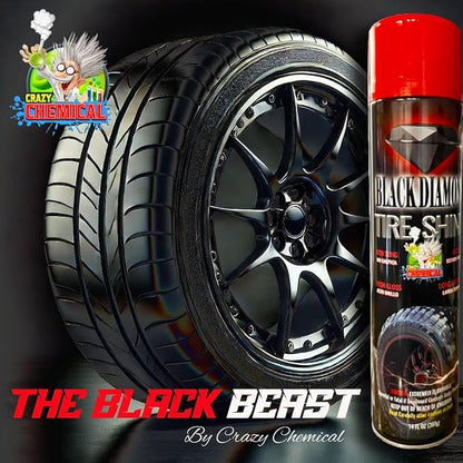Black Diamond Tire Shine Spray - Extreme Gloss, Long Lasting, No Sling, Wet Look - 14 oz (Pack of 3)