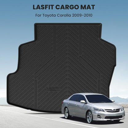 LASFIT Cargo Mat for 2009-2010 Toyota Corolla, All Weather TPE Custom Fit Trunk Mat Trunk Liner for Toyota Accessories, Waterproof, Easy to Clean, Black