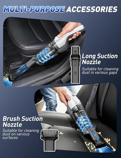 Handheld Vacuum Cordless, 15000PA Powerful Suction Hand Held Vacuum Cleaner, Car Vacuum Portable Cordless with Large-Capacity Dust Bin & LED Light, High Power Hand Vacuum for Home, Car, Office, Pet