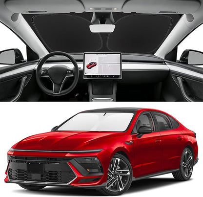Custom Fit Windshield Sun Shade for Hyundai Sonata 2020-2026, Blocks UV & Heat, Front Window Sunshade Accessories, Easy Fold & Store Keep Your Car Cooler