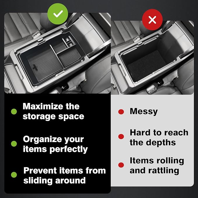 Muslogy Center Console Organizer with Coin Holder Compatible with Honda CRV & CRV Hybrid 2023 2024 2025 2026 LX EX Sport EX-L Sport Touring Hybrid Accessories (Black)