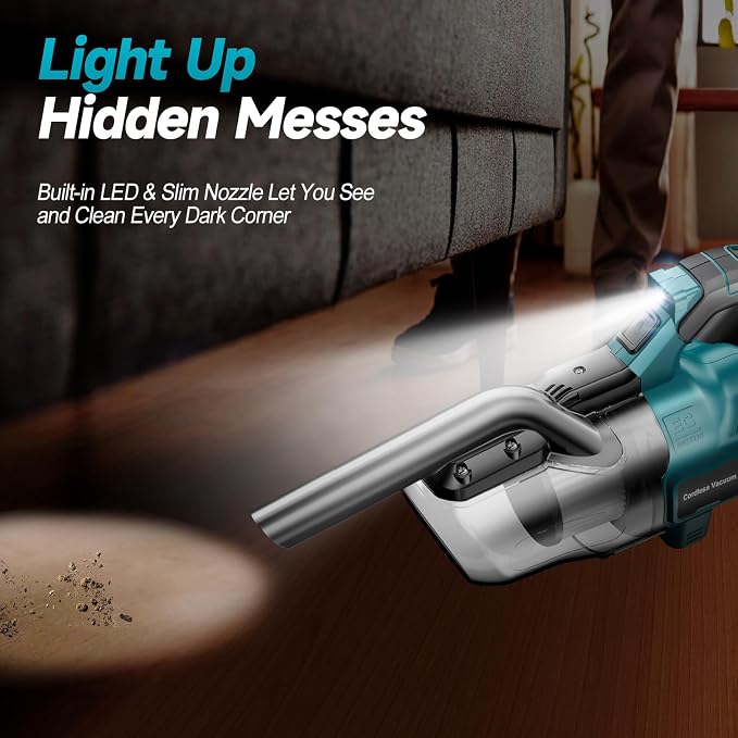 Cordless Handheld Vacuum Cleaner Compatible with Makita 18V Battery , 16000Pa Portable Shop Vacuum with 2 HEPA Filters & 4 Attachments, Lightweight Vacuum for Car, Home & Garage(Tool Only, No Battery)