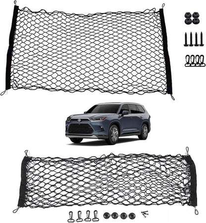 2 Pcs Trunk Organizer Cargo Net Suitable for 2024 2025 2026 Toyota Grand Highlander Hybrid Limited Platinum Nightshade XLE LE,Envelope Style&Rear Trunk Floor Style Cargo Net Car Trunk