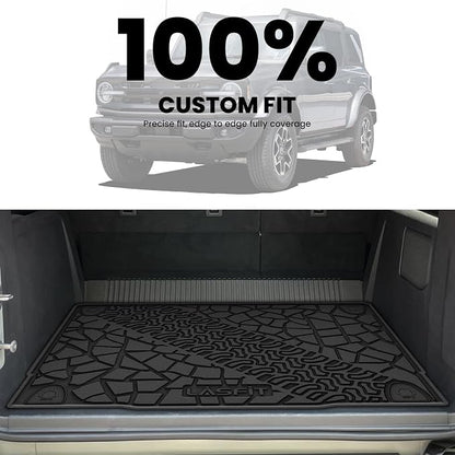 LASFIT Cargo Mat for 2021-2026 Ford Bronco 4-Door TPE Cargo Area Mat Custom Fit Full Coverage Trunk Liner All Weather Protector, Non-Slip