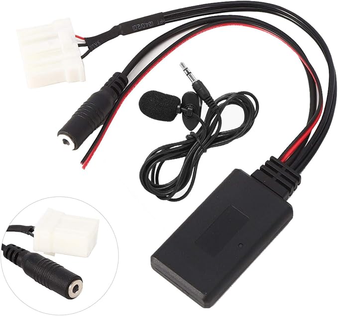 KIMISS Bluetooth 5.0 Car Adapter with Microphone, for Mazda 2 3 5 6 RX8, AUX-in Cable for Hands-Free Calling & Music Streaming, Wireless Audio Receiver