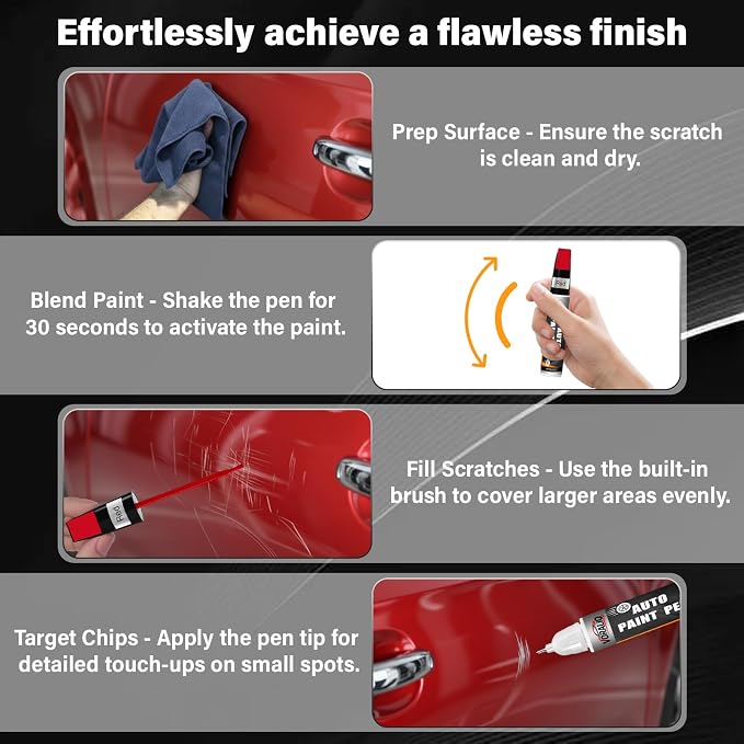 Touch Up Paint for Cars, 3-Pack - Red Car Scratch Repair Pen, Color Accurate Automotive Touch Up Paint, Long-Lasting Scratch Resistance, Fast-Drying & User-Friendly, Safe & Water-Resistant for Automotive & Household Touch-Ups