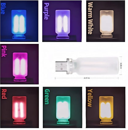 Retro Car Lamp, Touch-Adjust USB LED Automotive Lights, Plug-in Night & Ambient Bulb for Vehicles, Bedroom, Hallway, Desk, No-Pole Dimming (Frosted Purple Light)