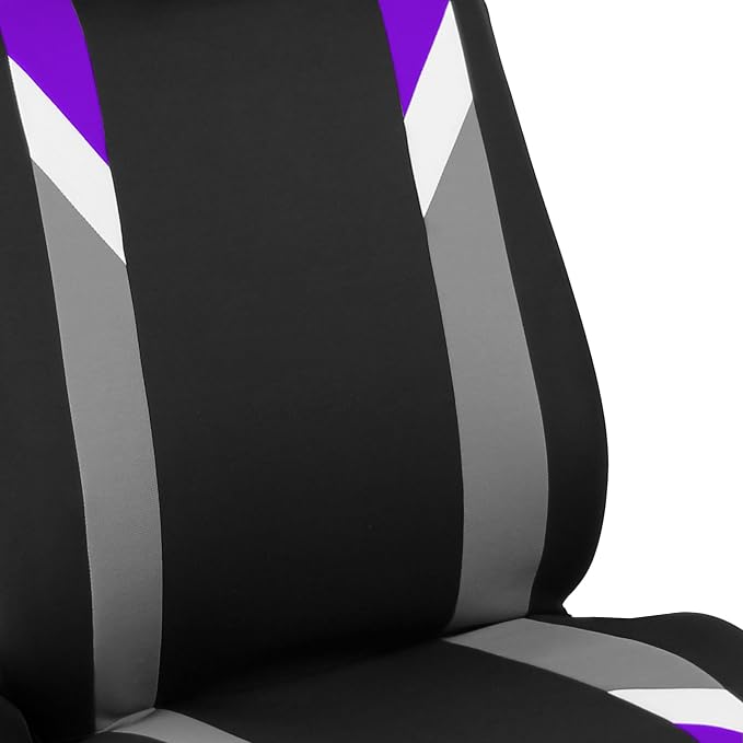 FH Group Premium Modernistic Flat Cloth Car Seat Covers – Universal Fit, Washable Seat Covers for SUV Sedan Van, Purple, Full Set