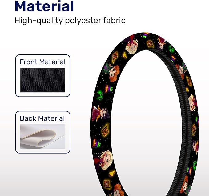 GENANY Witch Fantasy Steering Wheel Cover, Non Slip Polyester Car Wheel Protector for Car SUV Truck, Universal 15 Inch