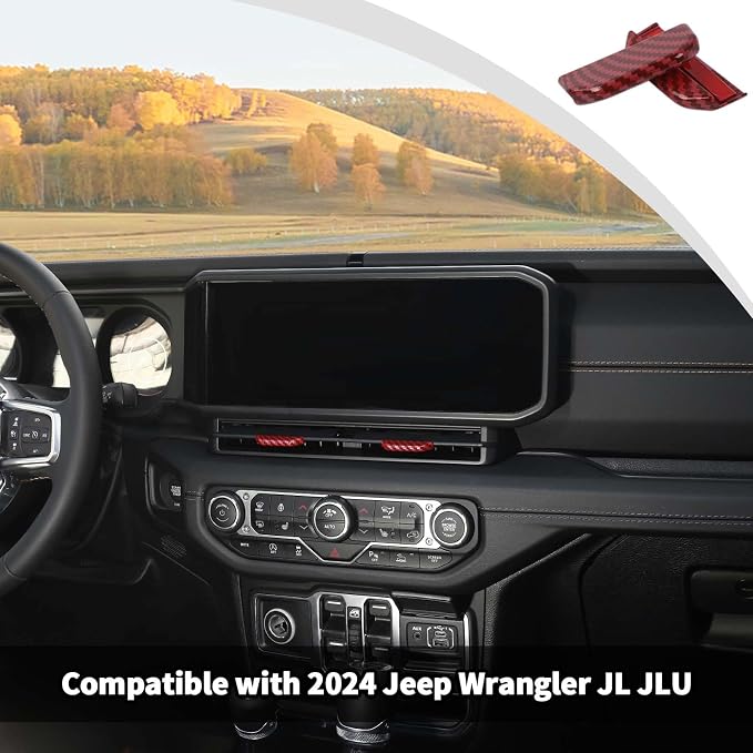 JWWY for Jeep JL Vent Air Outlet Adjustment Cover Trim Fit for 2024-2025 Jeep Wrangler JL JLU Gladiator JT 4xe Interior Accessories 2pcs Red Carbon Fiber