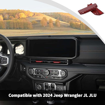 JWWY for Jeep JL Vent Air Outlet Adjustment Cover Trim Fit for 2024-2025 Jeep Wrangler JL JLU Gladiator JT 4xe Interior Accessories 2pcs Red Carbon Fiber