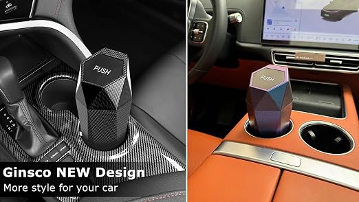 Ginsco 2 Pack Car Trash Can with Lid, Cup Holder Garbage Can for Car, Garbage Bin Cars Accessories for Interior, Leakproof Small Trash Bin, Mini Trash Can for Cars, Home, Bedroom, Office (Black)
