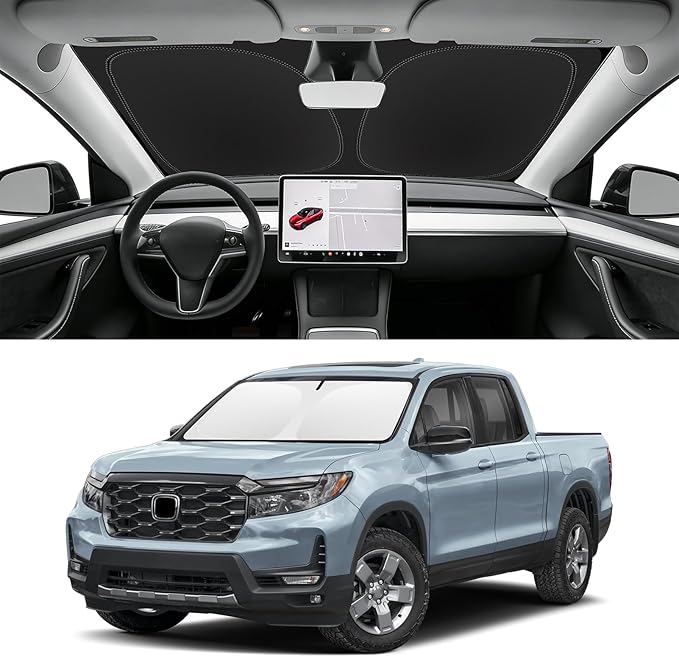 Custom Fit Windshield Sun Shade for Honda Ridgeline 2017-2026, Blocks UV & Heat, Front Window Sunshade Accessories, Easy Fold & Store Keep Your Car Cooler