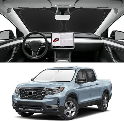Custom Fit Windshield Sun Shade for Honda Ridgeline 2017-2026, Blocks UV & Heat, Front Window Sunshade Accessories, Easy Fold & Store Keep Your Car Cooler